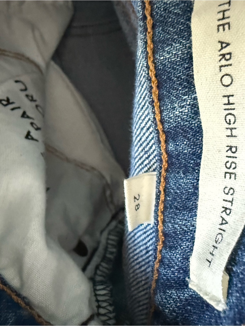 Denim Forum Light Blue Denim Jeans with Tan Stitching The Arlo Highrise Straight - Picture 12 of 14